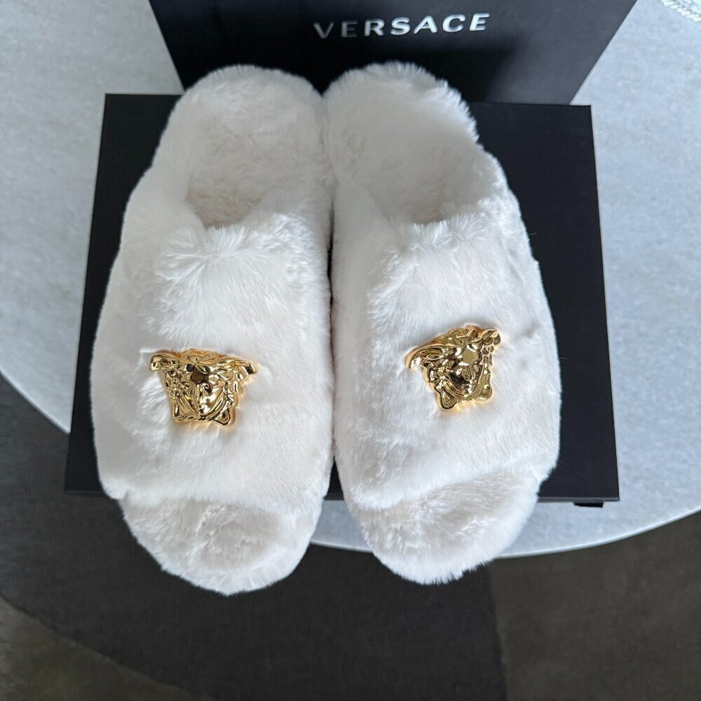 VERSACE ZSL000011 Medusa Men's Faux White Slippers, sizes 43
